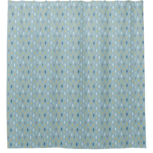 Minimalist Soft Blue Off-white Gold Pattern Shower Curtain (Front)