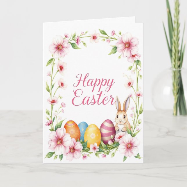 Minimalist Soft Floral Easter Elegant Spring  Holiday Card (Front)