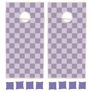Minimalist Soft Lavender Checkerboard Pattern  Cornhole Set