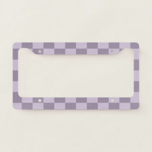 Minimalist Soft Lavender Checkerboard Pattern License Plate Frame