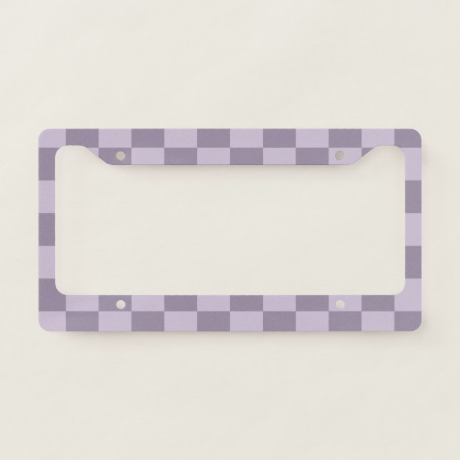 Minimalist Soft Lavender Checkerboard Pattern License Plate Frame (Front)