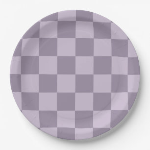 Minimalist Soft Lavender Checkerboard Pattern  Paper Plates