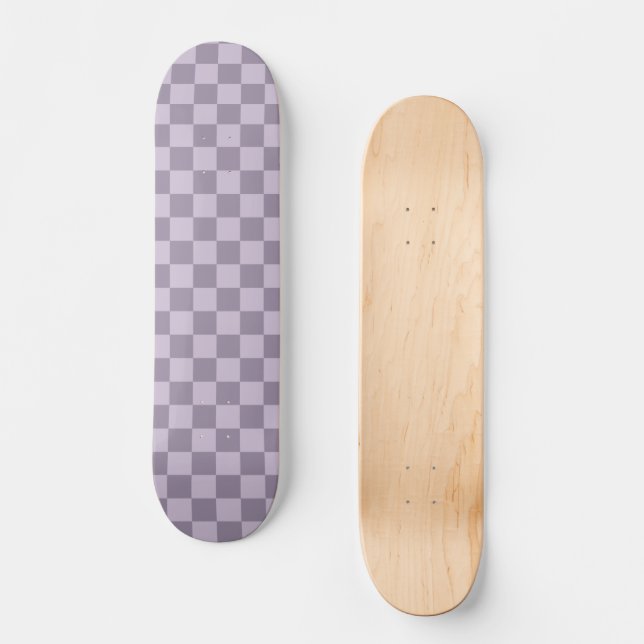 Minimalist Soft Lavender Checkerboard Pattern  Skateboard (Front)