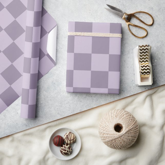 Minimalist Soft Lavender Checkerboard Pattern Wrapping Paper (Crafts)
