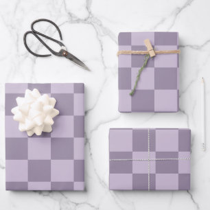 Minimalist Soft Lavender Checkerboard Pattern Wrapping Paper Sheets