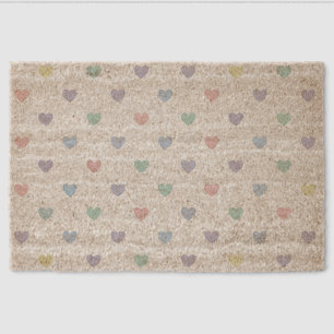 Minimalist Soft Pastel Heart Pattern Door Mat
