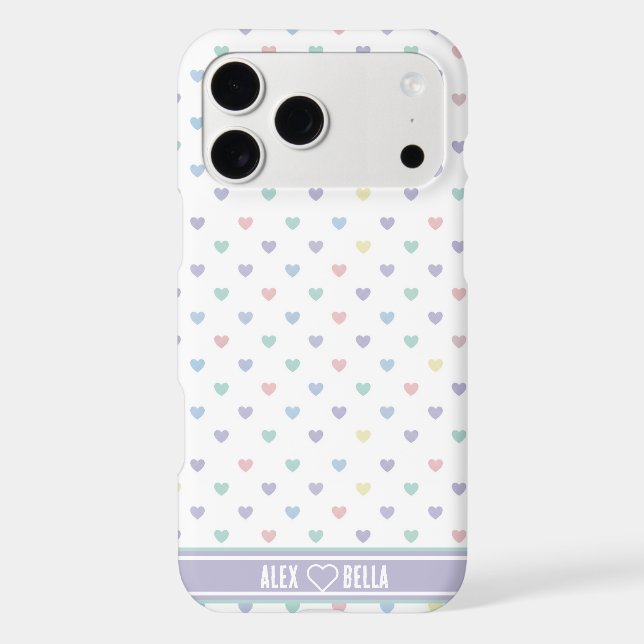 Minimalist Soft Pastel Heart Pattern Personalized iPhone Case (Back)