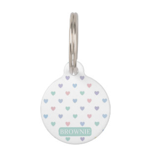 Minimalist Soft Pastel Heart Pattern Pet ID Tag