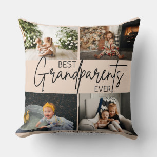 Minimalist Soft Pink Best Grandparents Photo Throw Pillow