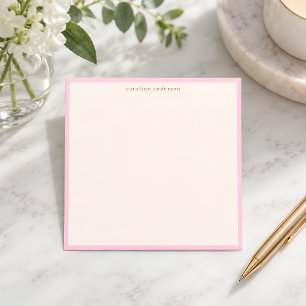 Minimalist Soft Pink Border Personalized Name Note Card