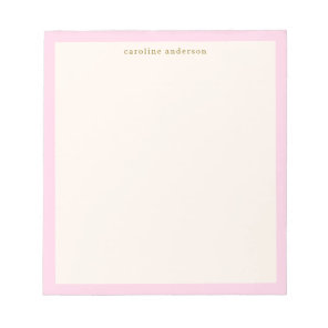 Minimalist Soft Pink Border Personalized Name Notepad