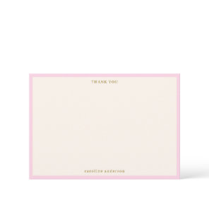 Minimalist Soft Pink Border Personalized Name Thank You Card