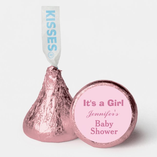 Minimalist Soft Pink Cute It's a Girl Baby Shower  Hershey®'s Kisses® (Front)