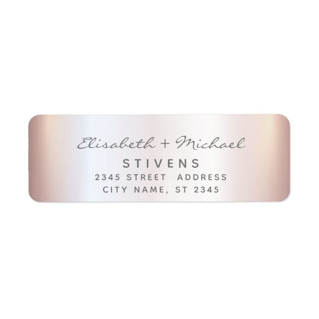 Minimalist soft pink foil script wedding label (Front)
