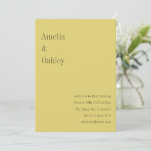 Minimalist Soft Yellow Elegant Chic Modern Wedding Invitation