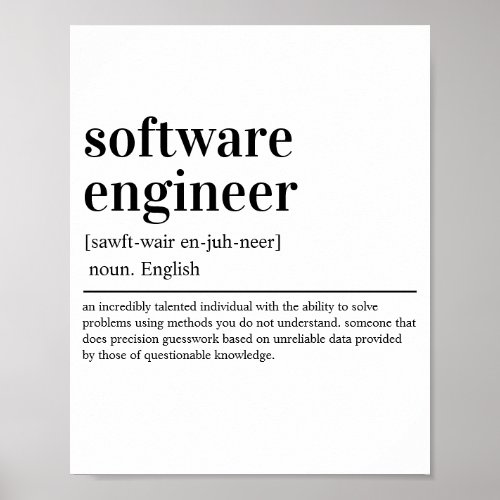 Minimalist Software Engineer Definition Coder Poster