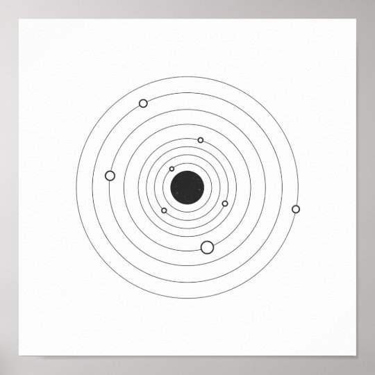 Minimalist Solar System Black and White Poster | Zazzle.com