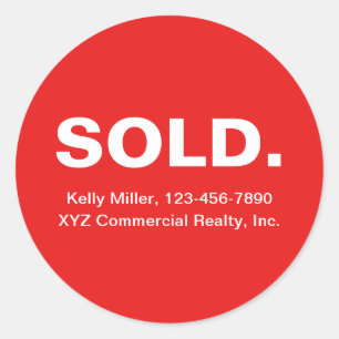 Minimalist SOLD Real Estate Personalized Realtor Classic Round Sticker