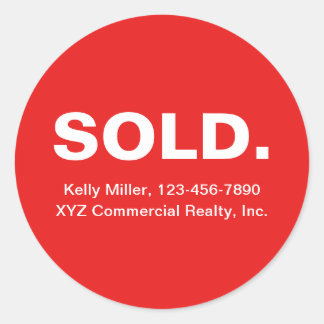 Minimalist SOLD Real Estate | Personalized Realtor Classic Round Sticker
