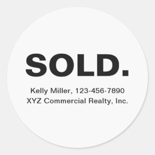 Minimalist SOLD Real Estate   Realtor Marketing Classic Round Sticker