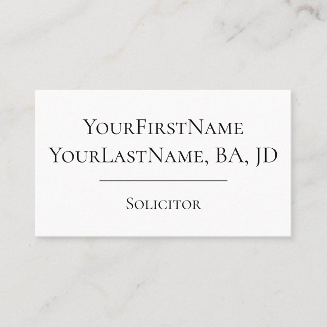 Minimalist Solicitor Business Card (Front)