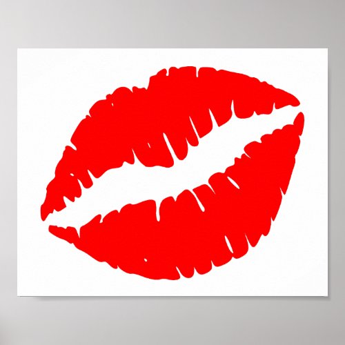 Minimalist Solid Color Red Kiss Poster