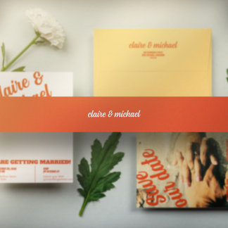 Minimalist Solid Color Retro Wedding Invitation Belly Band