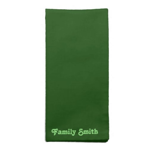 Minimalist Solid Dark Green Family Name Cloth Napkin