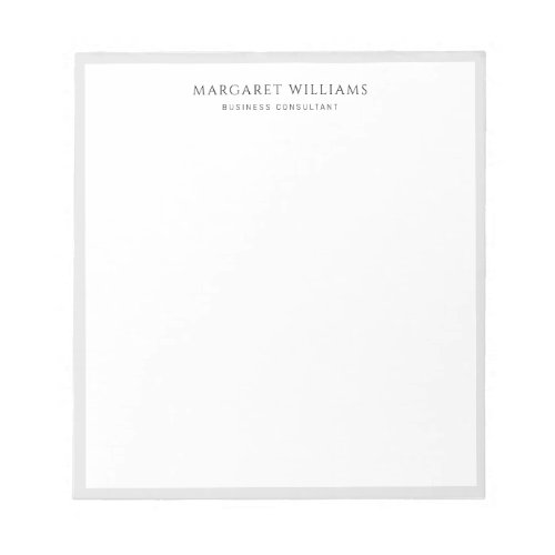 Minimalist Solid Grey Border Office Professional  Notepad