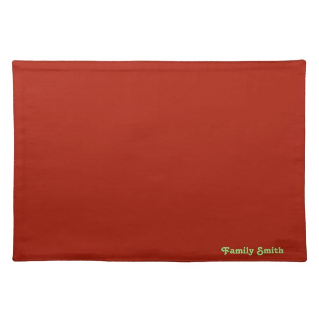 Minimalist Solid Red Name Cloth Placemat (Front)