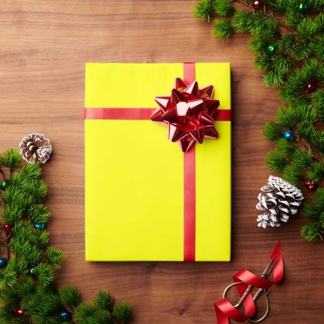 Minimalist Solid Yellow Color Wrapping Paper Sheet (Holiday Gift)