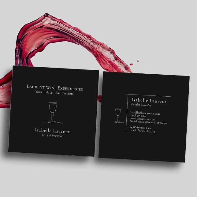 Minimalist Sommelier Wine Expert  Square Business Card (Creator Uploaded)