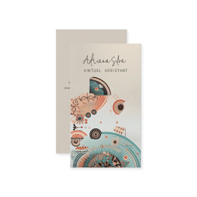Minimalist Sophisticated Boho Virtual Assistant  Business Card (Front/Back In Situ)