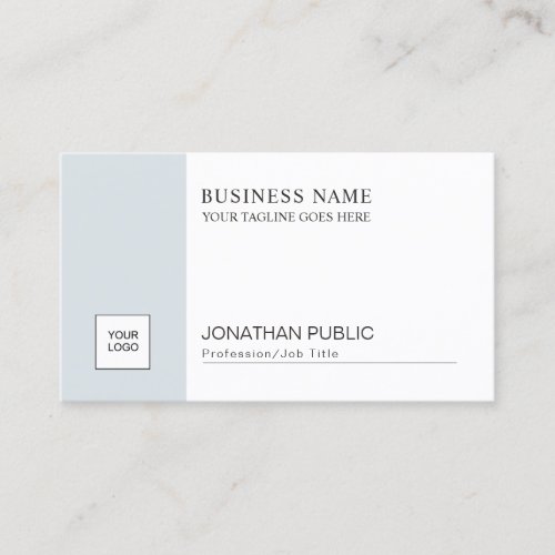 Minimalist Sophisticated Design Blue White Plain Business Card