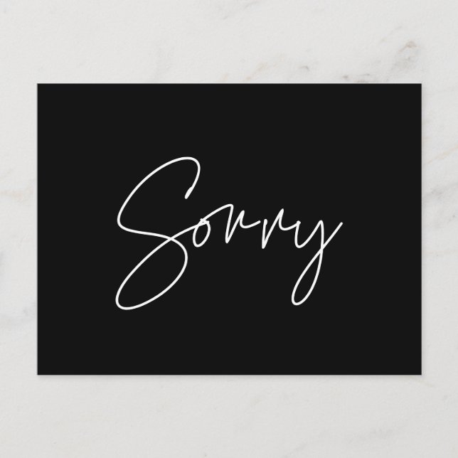 Minimalist Sorry wedding update Postcard (Front)