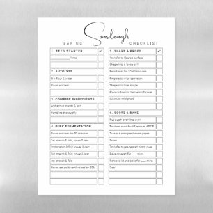 Minimalist Sourdough Baking Checklist Editable Magnetic Dry Erase Sheet
