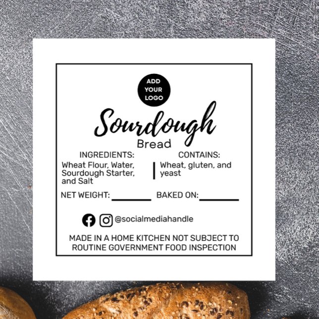 Minimalist Sourdough Bread Bakery Allergen Sticker (Creator Uploaded)