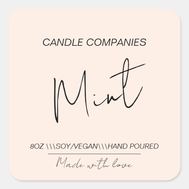 Minimalist Soy Vegan Candle Maker Business   Square Sticker (Front)