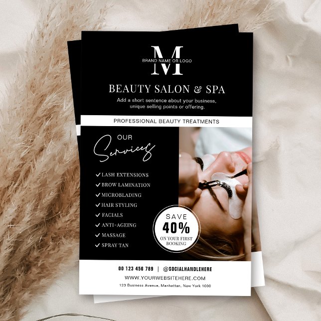 Minimalist Spa Salon Services Business Marketing Flyer (Minimalist modern promotional flyer for business)
