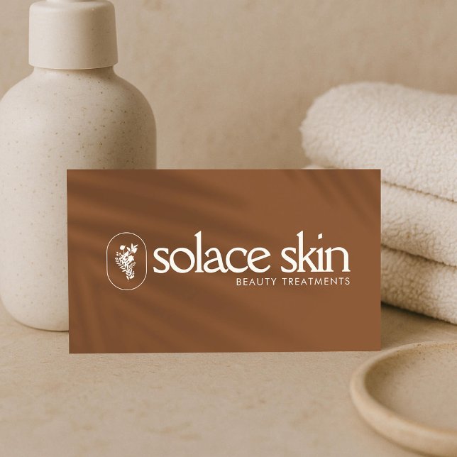 Minimalist Spa Wellness Esthetician Logo Rust Business Card (Creator Uploaded)