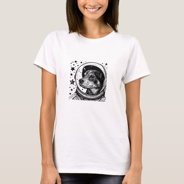  Minimalist Space Pup Draw Astronaut dog T-Shirt (Front)