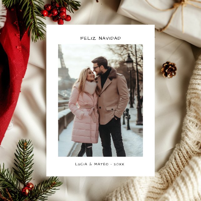 Minimalist Spanish Christmas Feliz Navidad Photo  Holiday Card (Creator Uploaded)