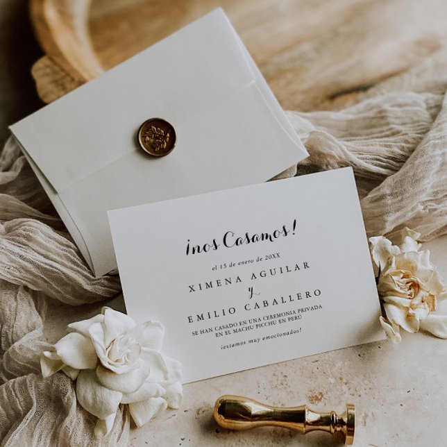 Minimalist Spanish Elopement Announcement (Creator Uploaded)