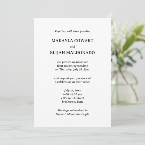 Minimalist Spanish_English Wedding Reception Invitation