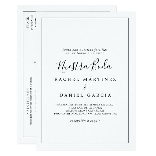 Minimalist Spanish Nuestra Boda All In One Invitation | Zazzle.com