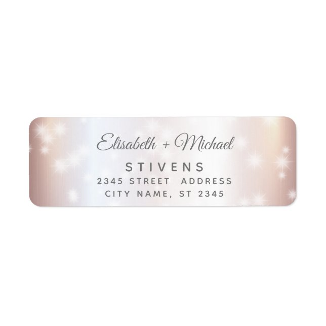 Minimalist sparkle soft pink foil script wedding label (Front)