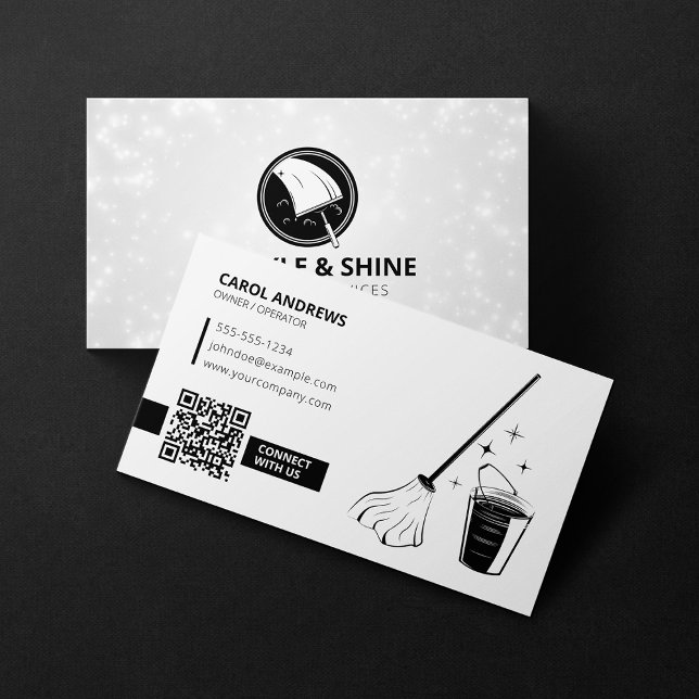 Minimalist Sparkling Cleaning Service Housekeeper Business Card (Creator Uploaded)