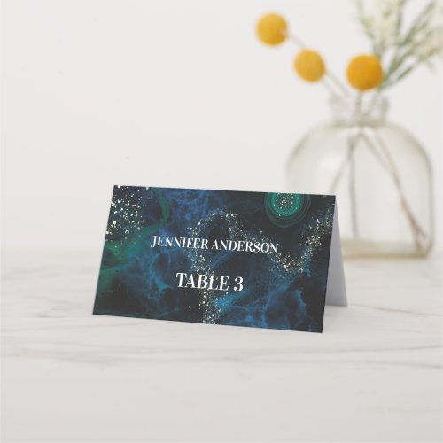 Minimalist Sparkly Galaxy Wedding Place Cards