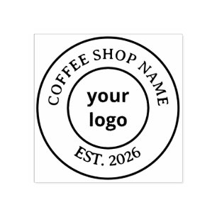 Minimalist Specialty Coffee Shop Cup Logo Rubber Stamp