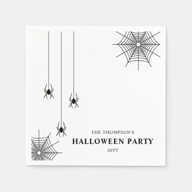 Minimalist Spiders And Spider Web Halloween Napkins (Front)